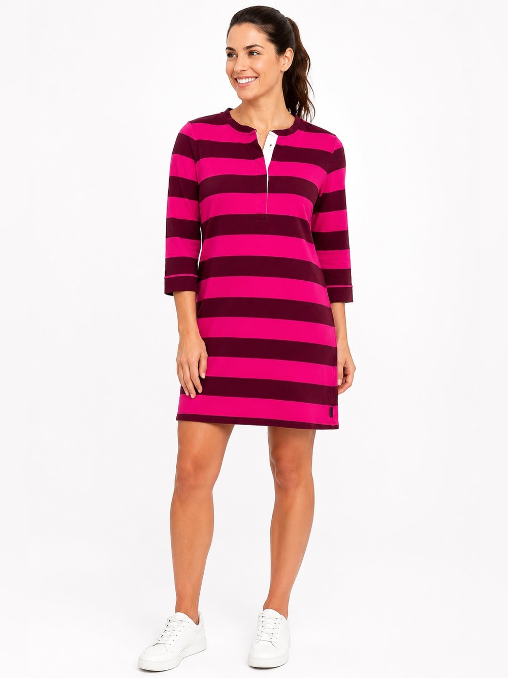 PATAGONIA Organic Cotton Pink Burgundy  Stripe Rugby Polo Shirt Women’s Size XL
